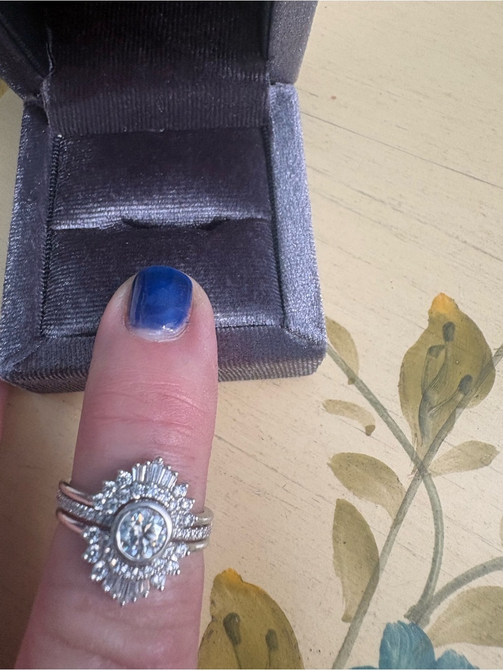 moissanite three piece ring white gold